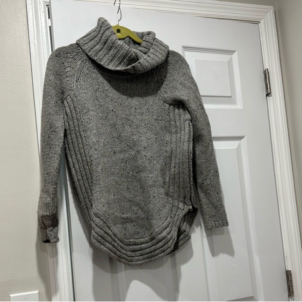 Cynthia Rowley Gray Ribbed Cowl Neck Sweater